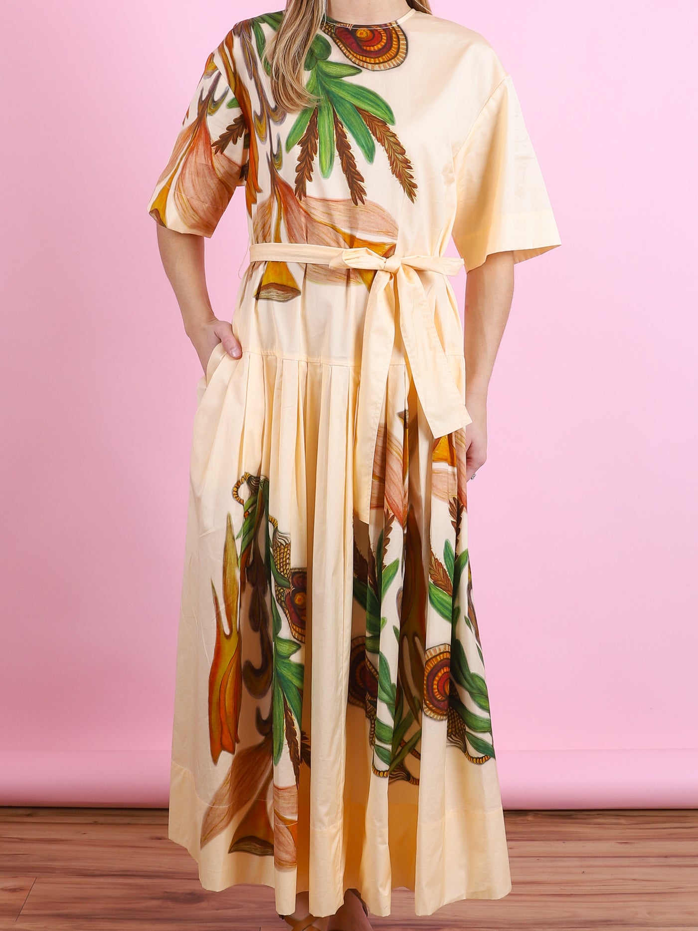 Aniline Drop Waist Cotton Dress CabanaCanary Aniline Drop Waist Cotton Dress CabanaCanary