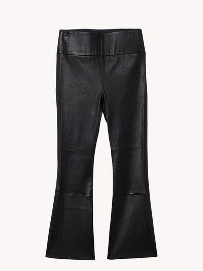 Ankle Flare Leather Legging in Black