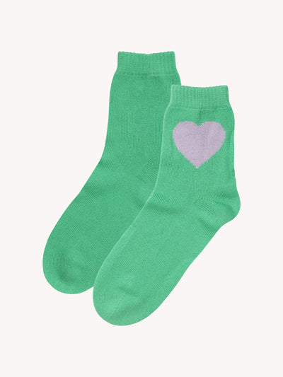 Heart Socks in Green