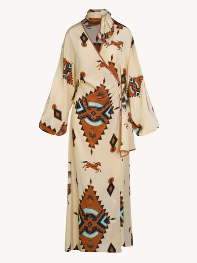 Silk Ecru Ollantay Wrap Dress