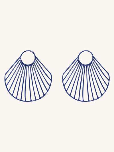 Blue Large Clam Shell Earrings
