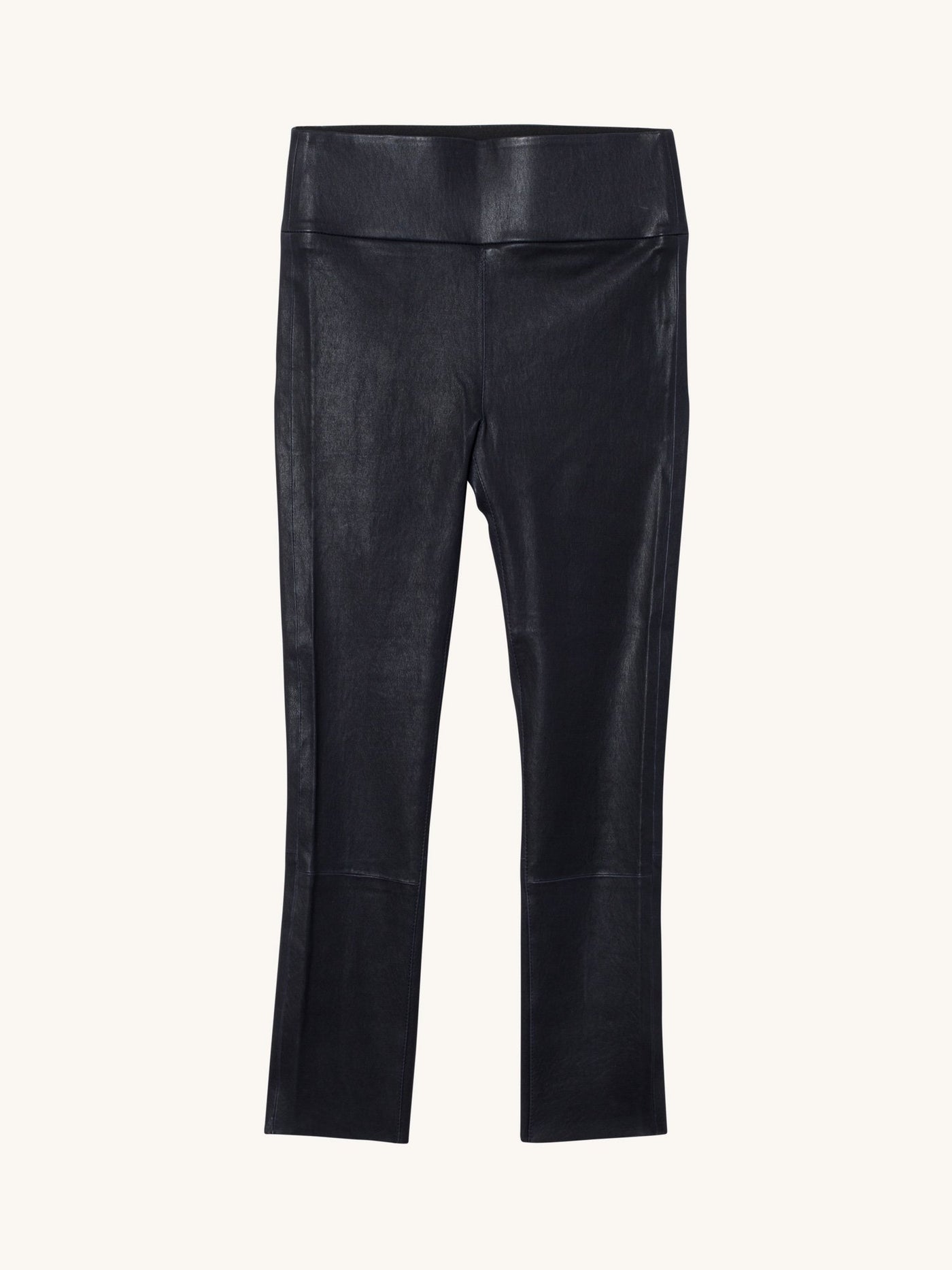 Navy 3/4 Kick Flare Leather Legging