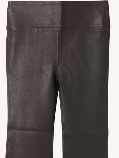 Crop Flare Leather Legging in Iron