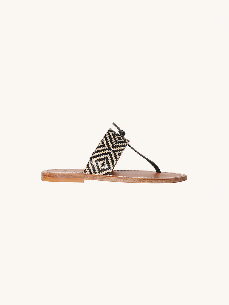 サンダル・ミュール KJACQUES Women Sandals KJ CARAVELLE KEONOIR11658 Black Woven Wouri Sandal in Noir – CabanaCanary
