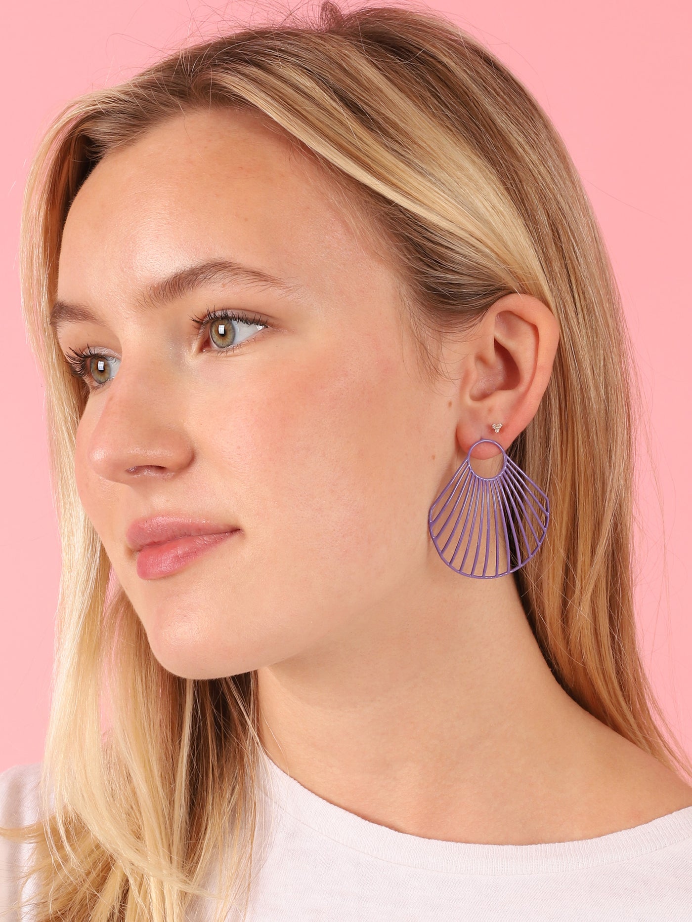 Purple Large Clam Shell Earrings