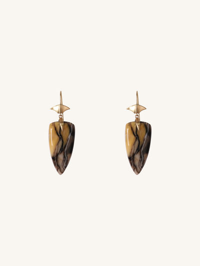 Petrified Wood Arrowhead Earrings