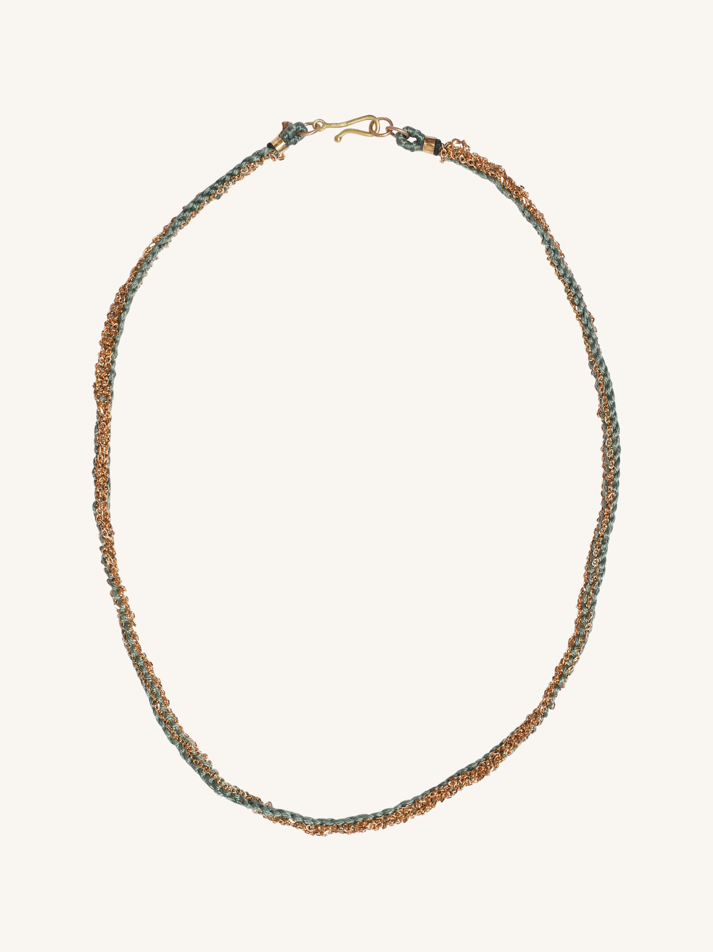 Sage Silk & 18K Gold Necklace