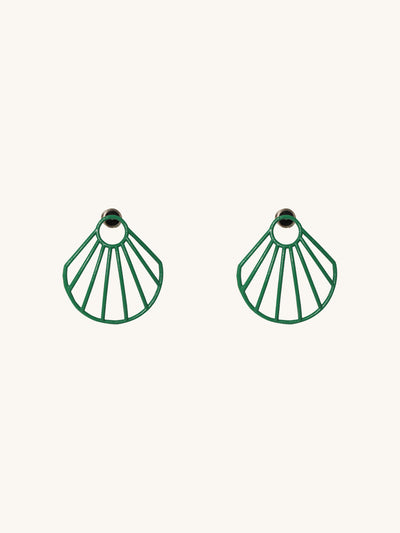 Green Small Clam Earrings