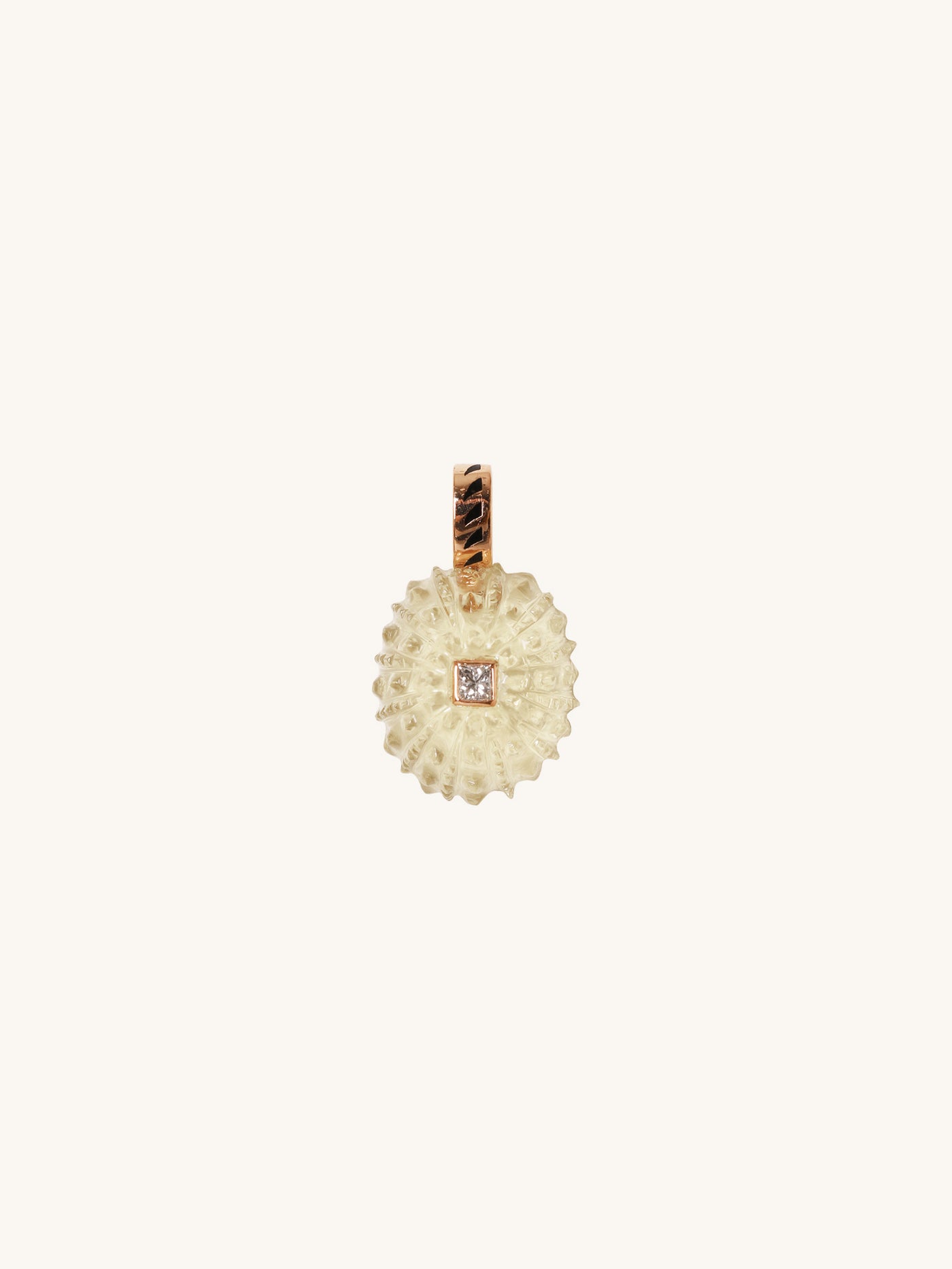 Small Lemon Quartz Urchin Pendant with Diamond