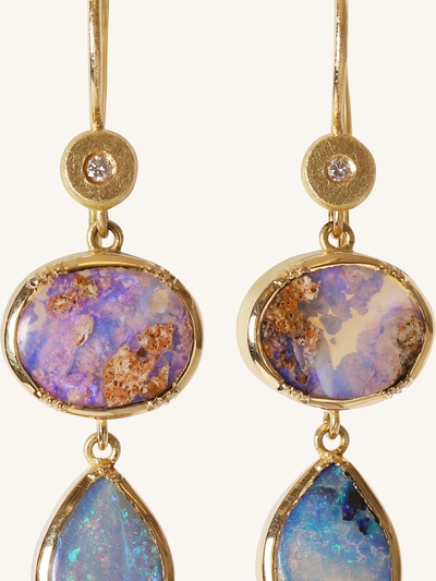 Opal Ellipse & Teardrop Earrings