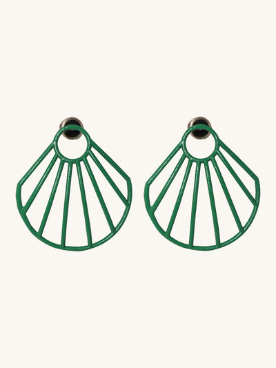 Green Small Clam Earrings