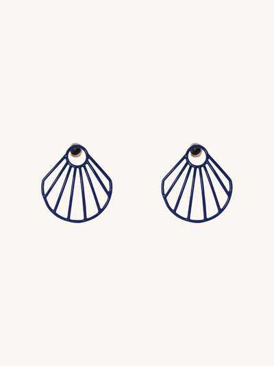 Blue Small Clam Earrings