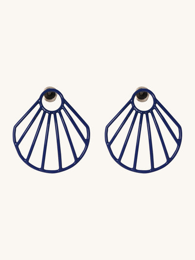 Blue Small Clam Earrings