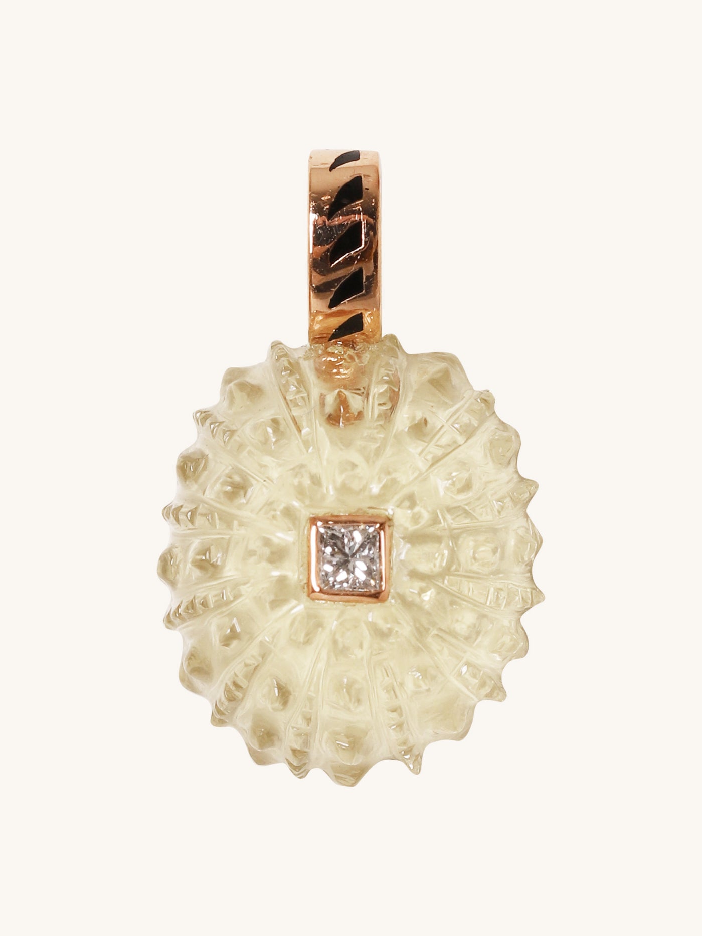 Small Lemon Quartz Urchin Pendant with Diamond