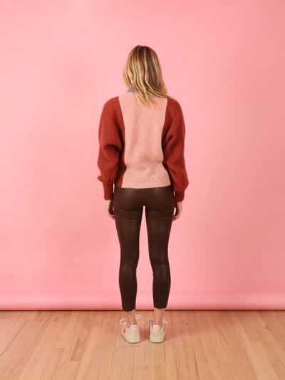 3/4 Kick Flare Leather Legging Chocolate