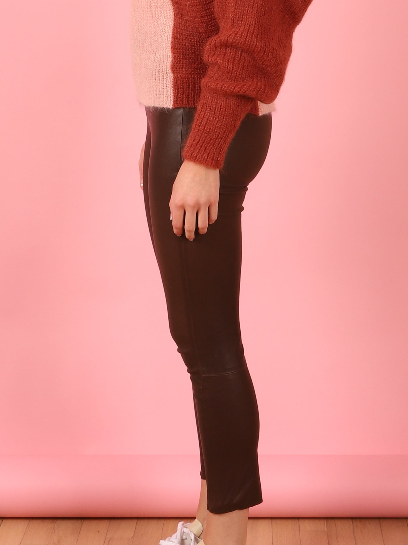 3/4 Kick Flare Leather Legging Chocolate