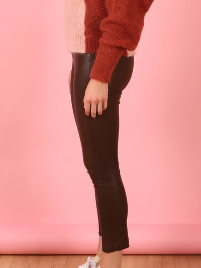 3/4 Kick Flare Leather Legging Chocolate