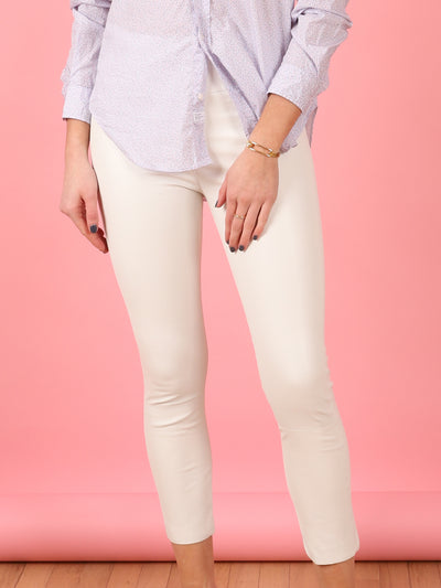 White 3/4 Leather Legging