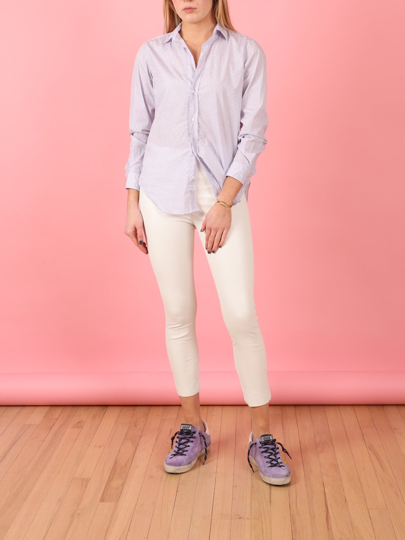 White 3/4 Leather Legging