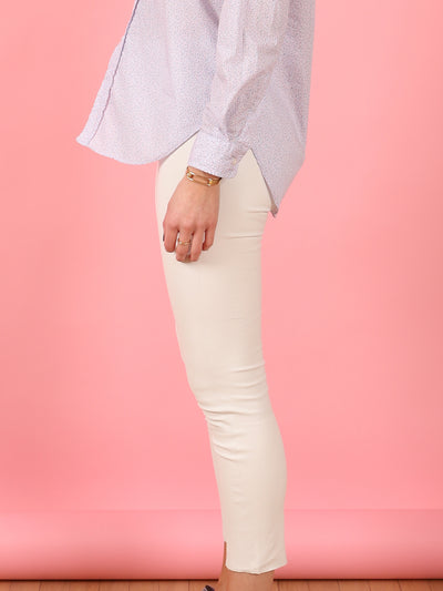 White 3/4 Leather Legging