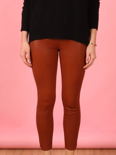 Cognac 3/4 Kick Leather Legging