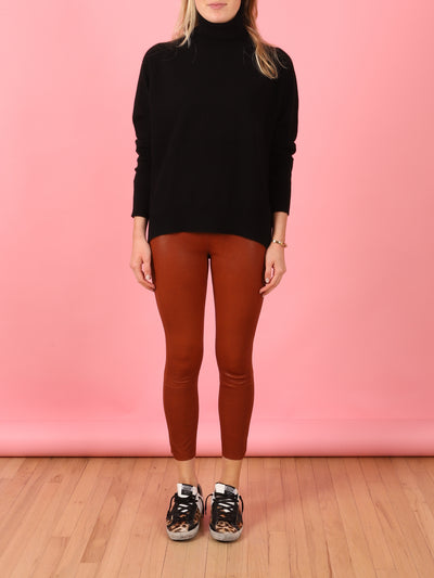 Cognac 3/4 Kick Leather Legging