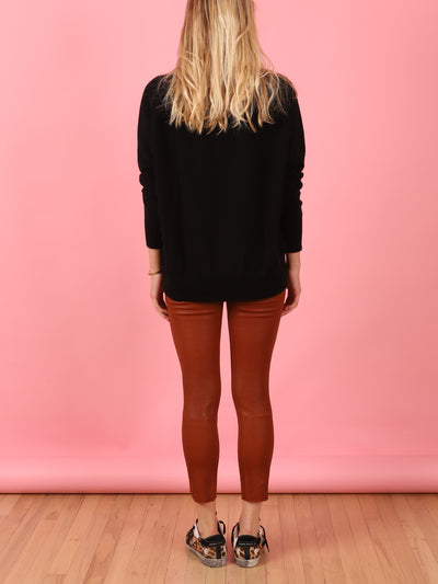 Cognac 3/4 Kick Leather Legging