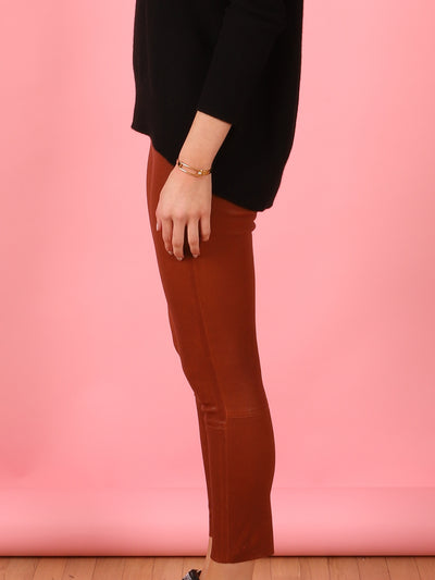 Cognac 3/4 Kick Leather Legging