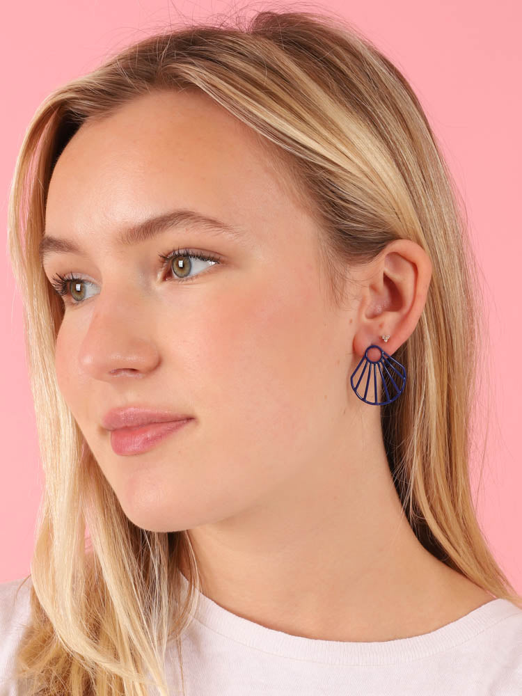 Blue Small Clam Earrings
