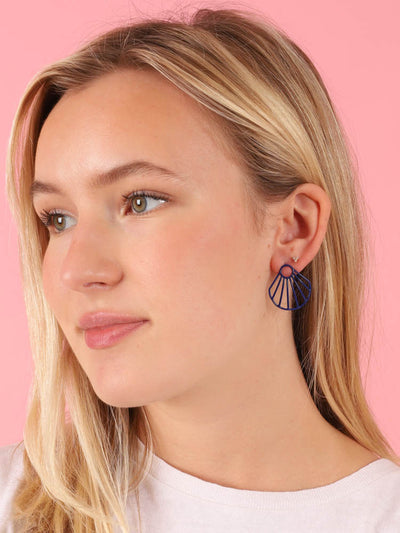 Blue Small Clam Earrings
