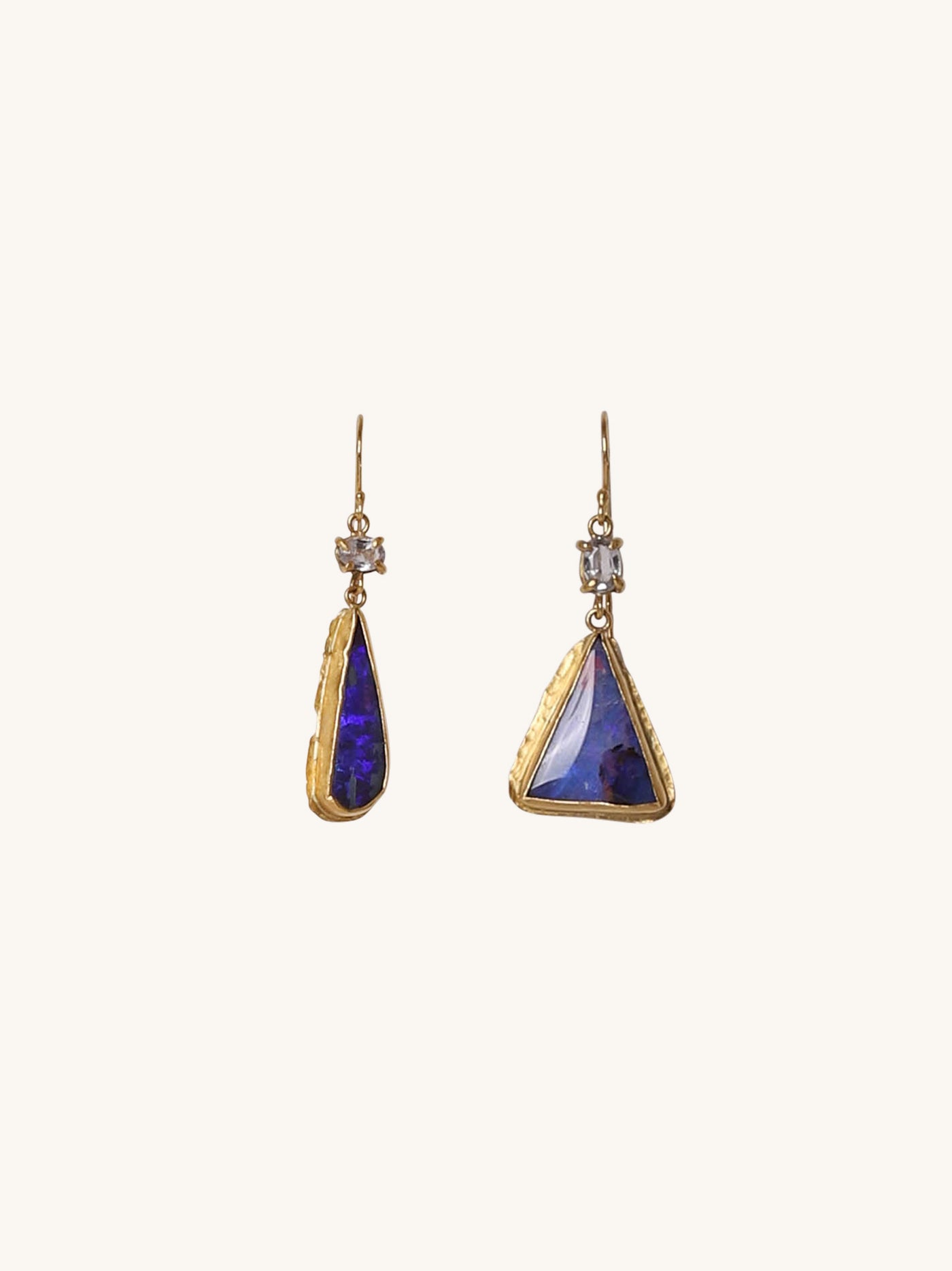 Opal and Sapphire Double Drop Earrings