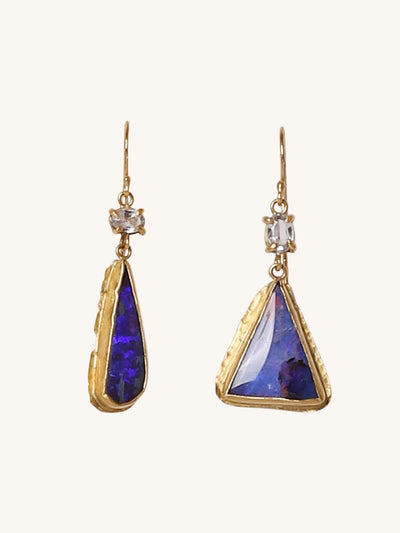 Opal and Sapphire Double Drop Earrings